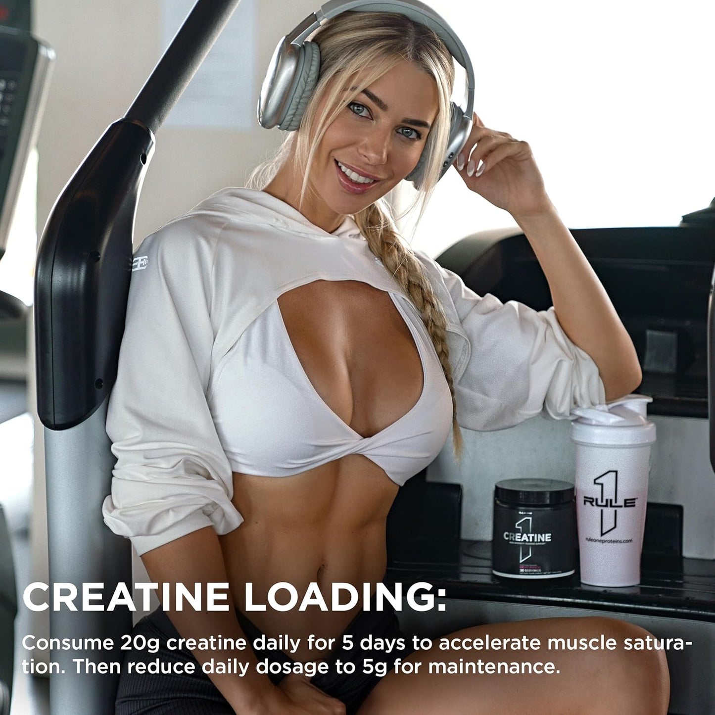 Rule 1 Proteins Creatine Powder - Pure Micronized Monohydrate for High-Intensity Exercise, Lean Body Mass, 75 Servings