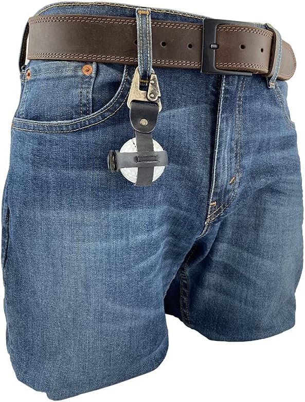Rustic Leather Golf Tee Spare Ball Holder with Belt Loop Hook - Handmade by Hide & Drink