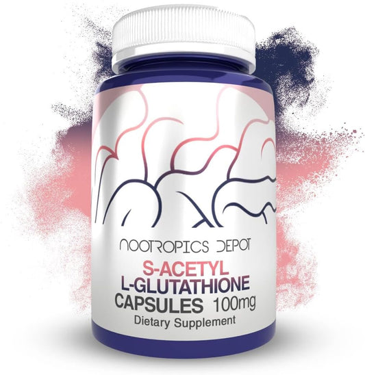 S-Acetyl L-Glutathione Capsules 100mg - 60 Count | High Bioavailability Glutathione Supplement by Nootropics Depot