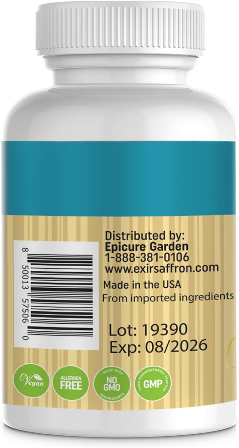 Saffron Supplement for Mood, Focus, Vision, and Energy - 60 Tablets