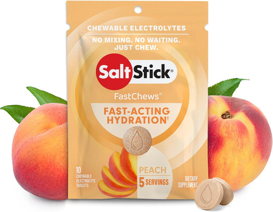 SaltStick Fastchew Electrolyte Replacement Tablets - Peach Flavor, 10 Tablets Per Pack, 10 Pack Count