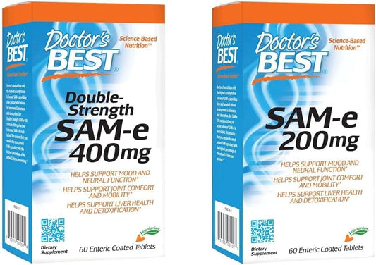 SAM-e 400 mg - Vegan Mood & Joint Support Supplement - 60 Enteric Coated Tablets - Non-GMO & Gluten Free - Doctor's Best