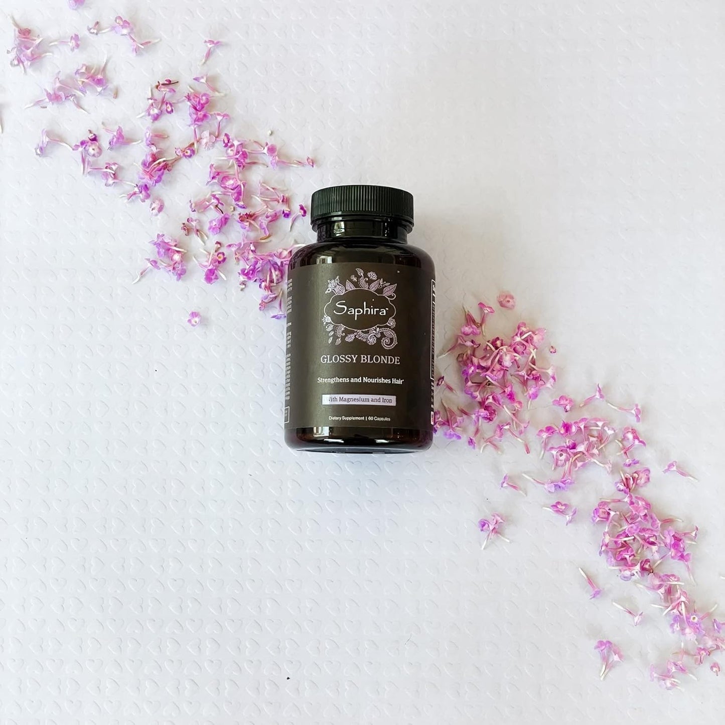 Saphira Glossy Blonde Hair Vitamins with Magnesium and Iron - 60 Capsules, 30 Day Supply for Blonde, Bleached, and Highlighted Hair