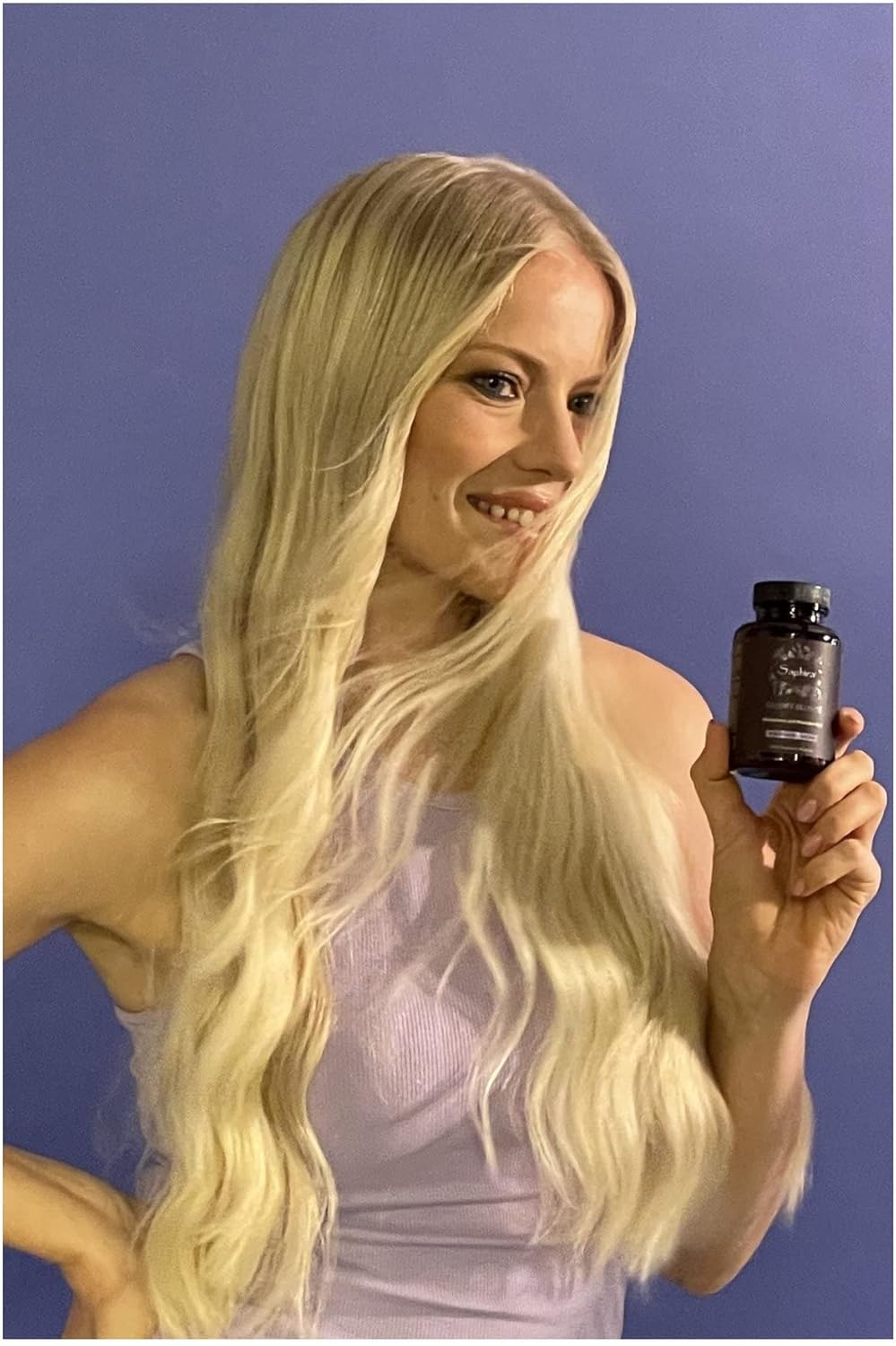 Saphira Glossy Blonde Hair Vitamins with Magnesium and Iron - 60 Capsules, 30 Day Supply for Blonde, Bleached, and Highlighted Hair