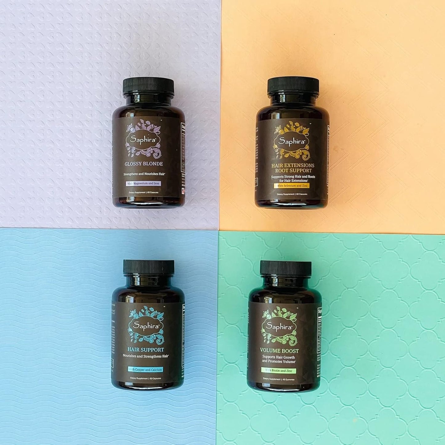 Saphira Glossy Blonde Hair Vitamins with Magnesium and Iron - 60 Capsules, 30 Day Supply for Blonde, Bleached, and Highlighted Hair