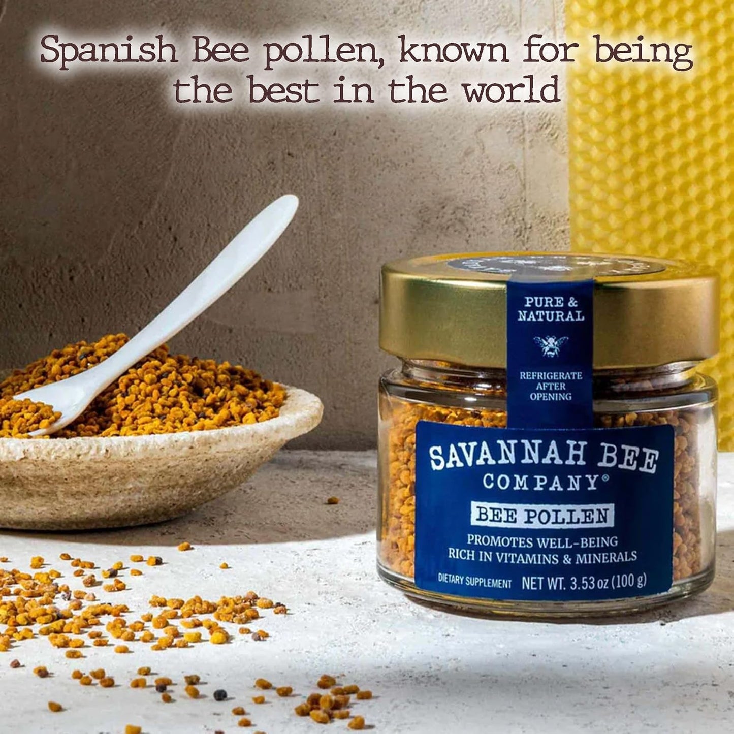 Savannah Bee Company Bee Pollen Supplement - Immune System Support - Antioxidant-Rich - Natural & Raw - Vitamins & Minerals