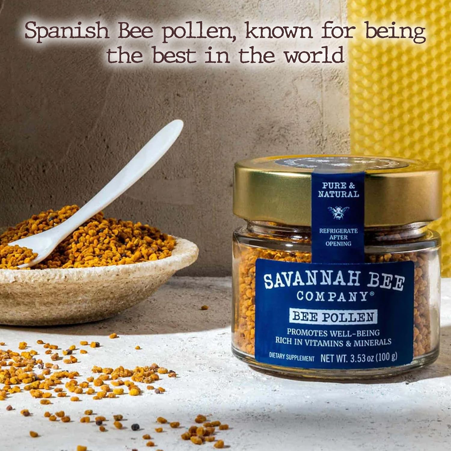 Savannah Bee Company Bee Pollen Supplement - Immune System Support - Antioxidant-Rich - Natural & Raw - Vitamins & Minerals