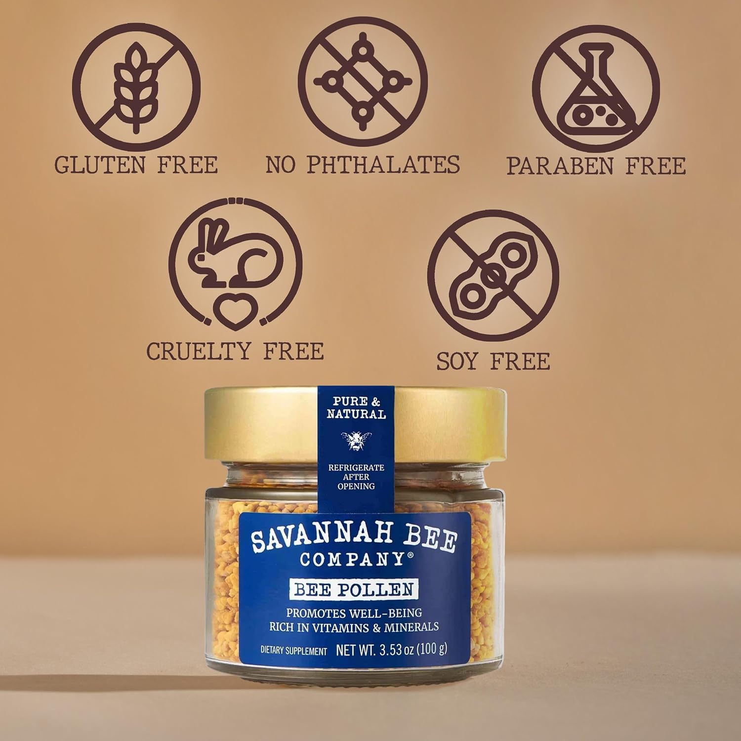 Savannah Bee Company Bee Pollen Supplement - Immune System Support - Antioxidant-Rich - Natural & Raw - Vitamins & Minerals