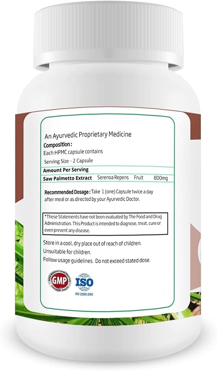 Saw Palmetto Extract Capsules 800mg | Natural Dietary Supplement for Hair & Prostate Health | Supports Urinary Health - 60 Veg Capsules