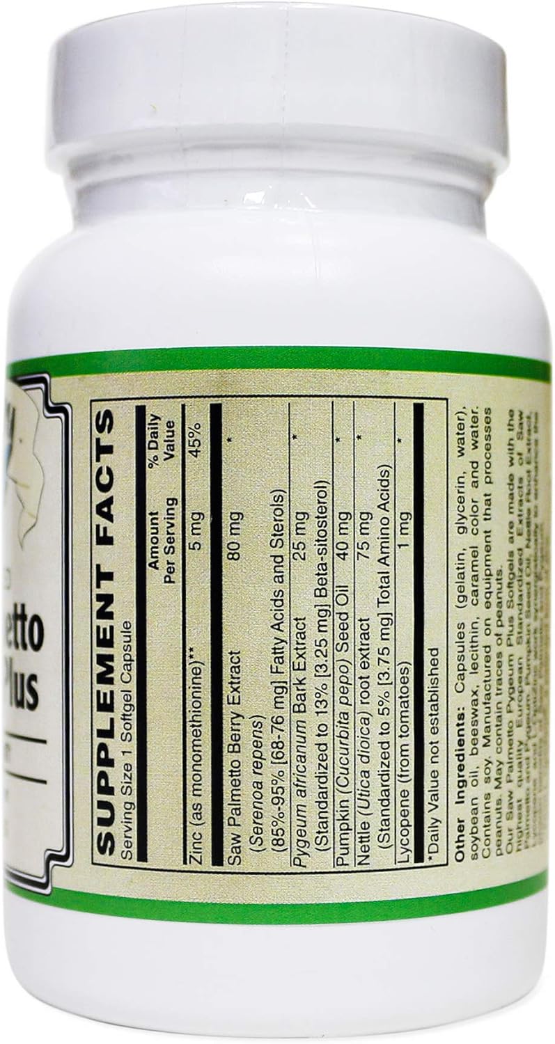Saw Palmetto & PYGEUM Plus Prostate Support Softgels - European Standardized Formula (60 Count)
