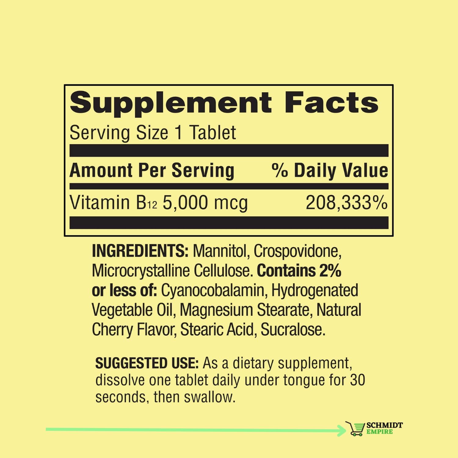 Schmidt Empire Spring Valley Cherry Flavor B12 Fast Dissolve Tablets 5,000 mcg - 120 Count