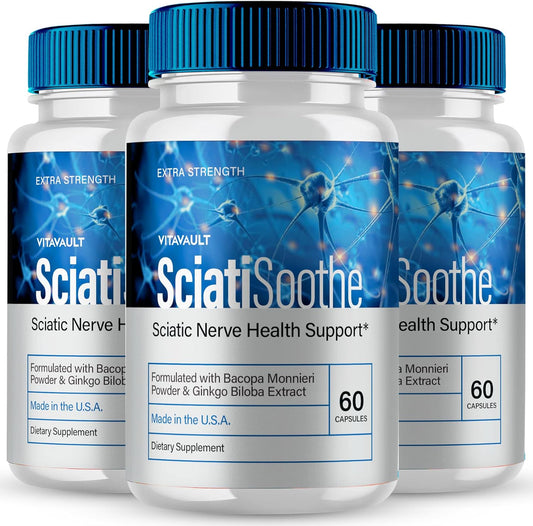 SciatiSoothe Nerve Health Support Capsules - Advanced Formula for Sciatica Relief - Maximum Strength Supplement - 3 Pack