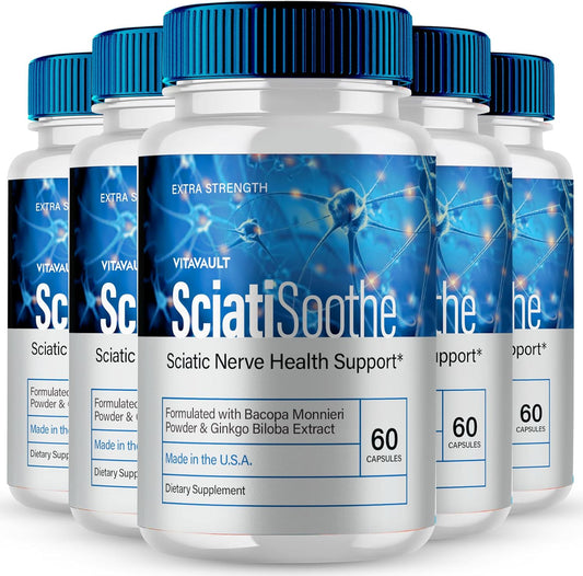 SciatiSoothe Nerve Health Support Capsules - Maximum Strength Formula for Sciatica Relief - 5 Pack of SciatiSoothe Supplement - Reviews