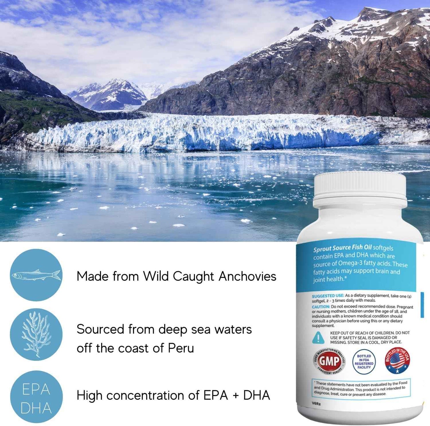 Sea-Harvested Pelagic Omega-3 Fish Oil for Heart Health, Eyes and Joint Support - 1200mg, 90-Day Supply - High Potency EPA DHA Fatty Acids - Lemon Flavor Anchovy Fish Oil - 90 Softgels