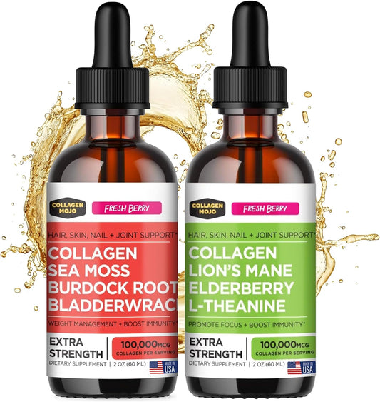 Sea Moss & Burdock Root Collagen Peptides + Lions Mane & Elderberry Liquid Collagen