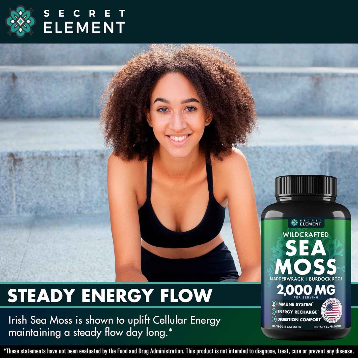 Sea Moss Capsules - Irish Sea Moss Advanced with Burdock Root, Bladderwrack & Muira Puama for Immunity, Gut, & Energy - Superfood Sea Moss Supplements w/Raw Sea Moss Powder (2 Pack)