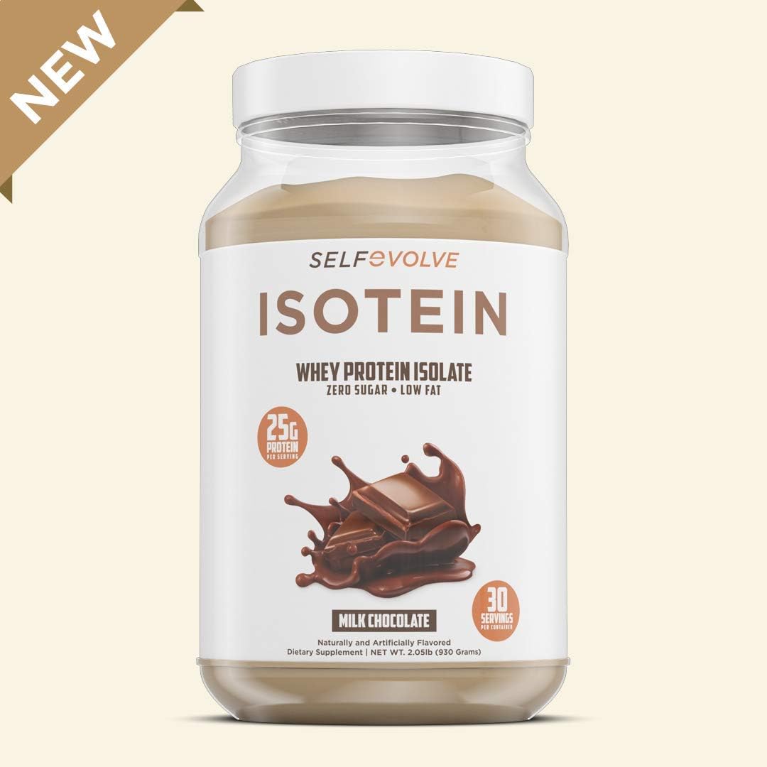 selfevolve Isotein Isolate Protein Powder - Milk Chocolate Flavor, 2lbs - 25g Whey Isolate Protein for Post Workout Recovery - No Added Sugar, Low Fat