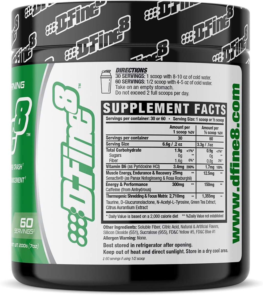 Senactiv Infused Thermogenic Pre-Workout Powder, Boost Energy & Focus, Sugar-Free, 300mg Caffeine, N-Acetyl-L-Tyrosine, Green Apple Flavor
