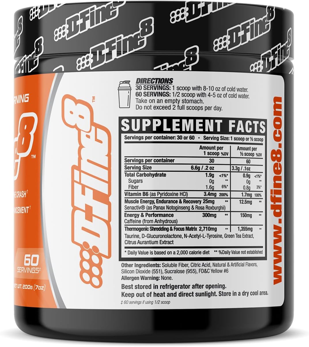 Senactiv Thermogenic Pre-Workout Powder for Energy & Focus, Sugar Free Mango Orange Supplement with Caffeine & N-Acetyl-L-Tyrosine