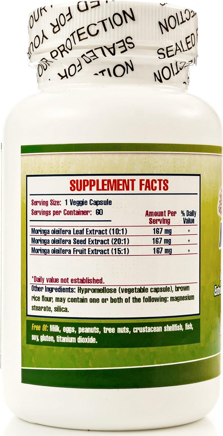 Set de 2 frascos de Capsulas de Moringa Nutrisalud con Triple Acción - Proteínas, Vitaminas y Minerales - Extracto de Planta, Fruta y Semillas