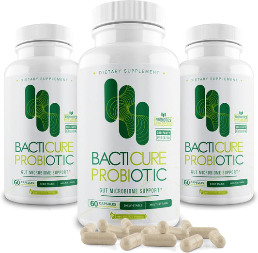 Set of 3 BACTICURE Natural Immune System Support Bottles with 60 Capsules Each