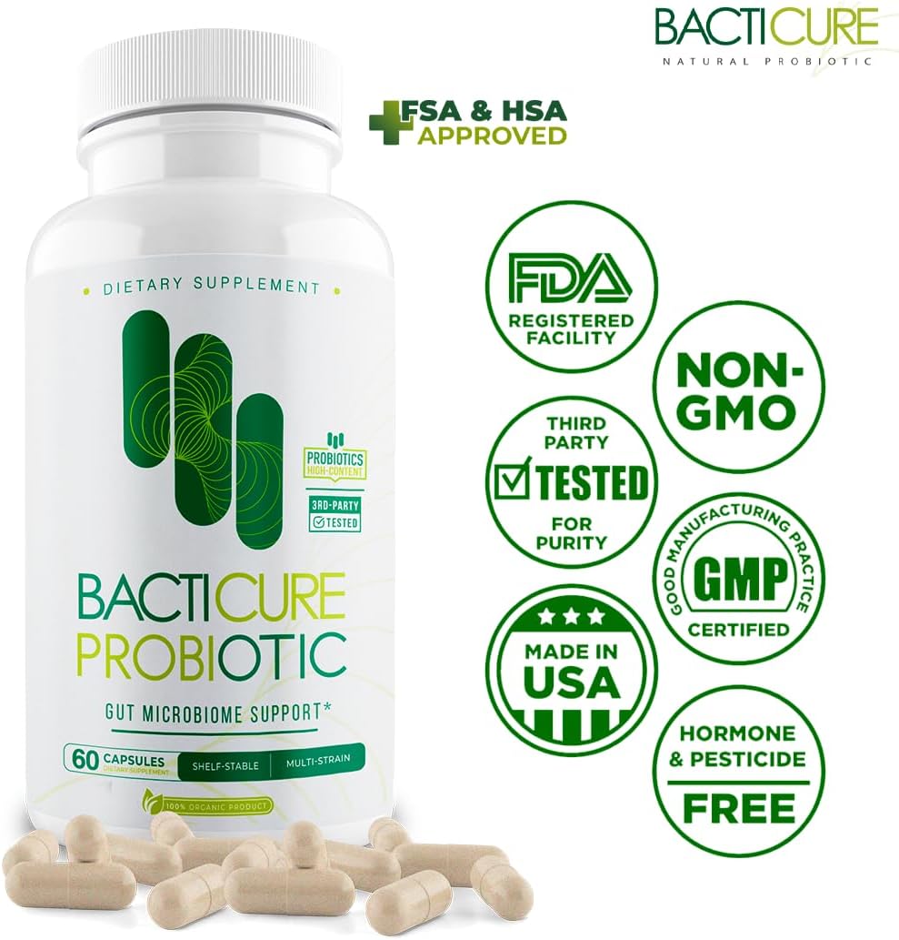 Set of 3 BACTICURE Natural Immune System Support Bottles with 60 Capsules Each