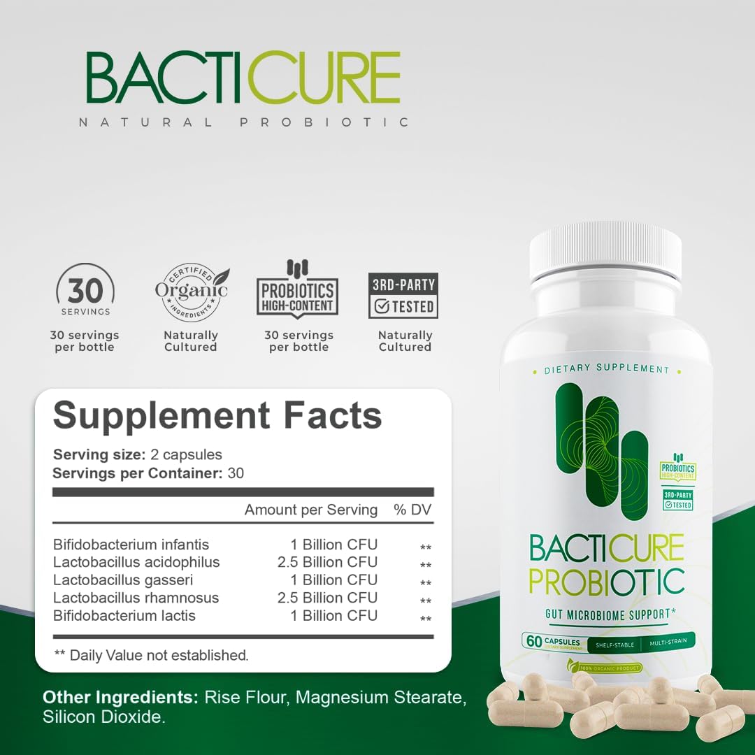 Set of 3 BACTICURE Natural Immune System Support Bottles with 60 Capsules Each
