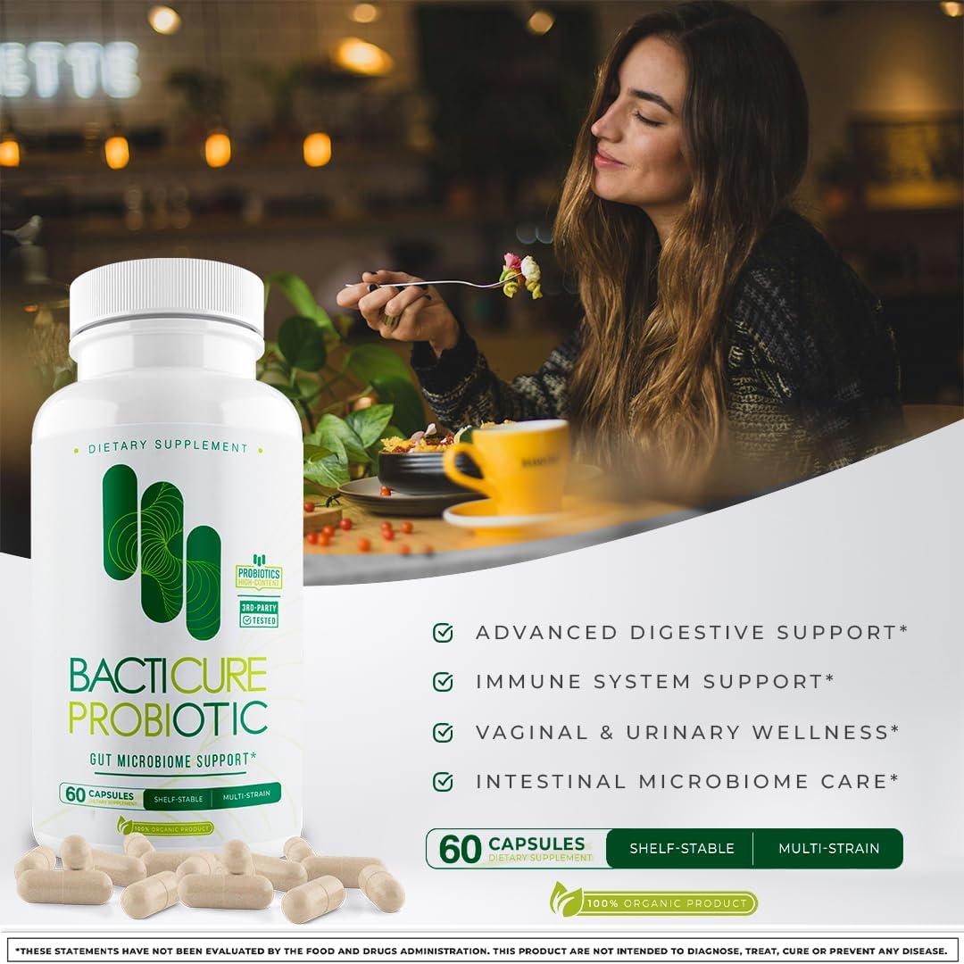 Set of 3 BACTICURE Natural Immune System Support Bottles with 60 Capsules Each