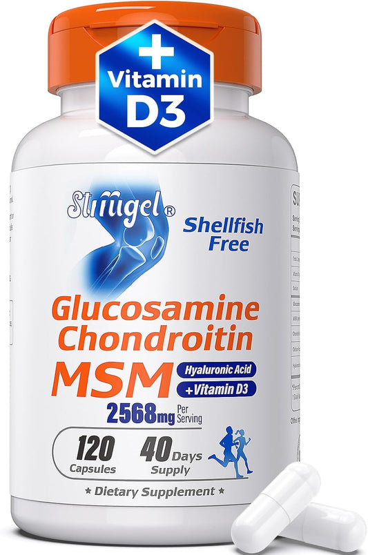 Shellfish-Free Glucosamine Chondroitin MSM with Vitamin D3 | Joint Support Supplement for Inflammatory Response, Flexibility, and Bone Health