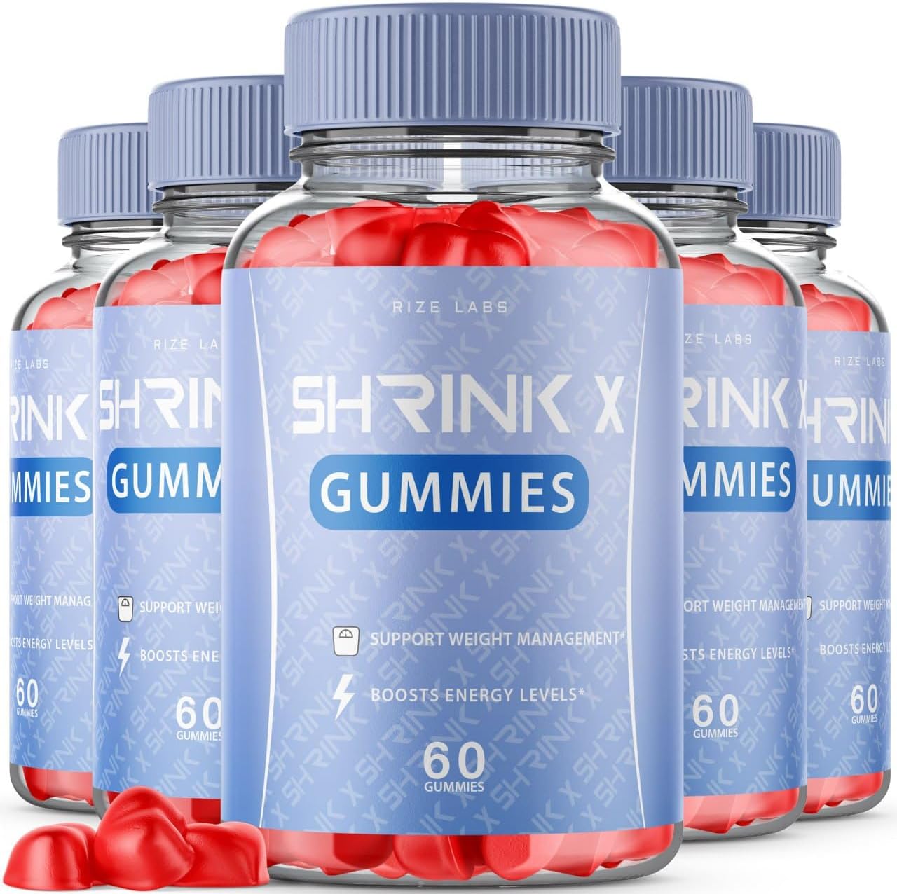 Shrink X Gummies 5 Pack -  Slimming Formula  & Keto ACV Supplement - Maximum Strength Belly Fat Gomitas - 300 Gummies