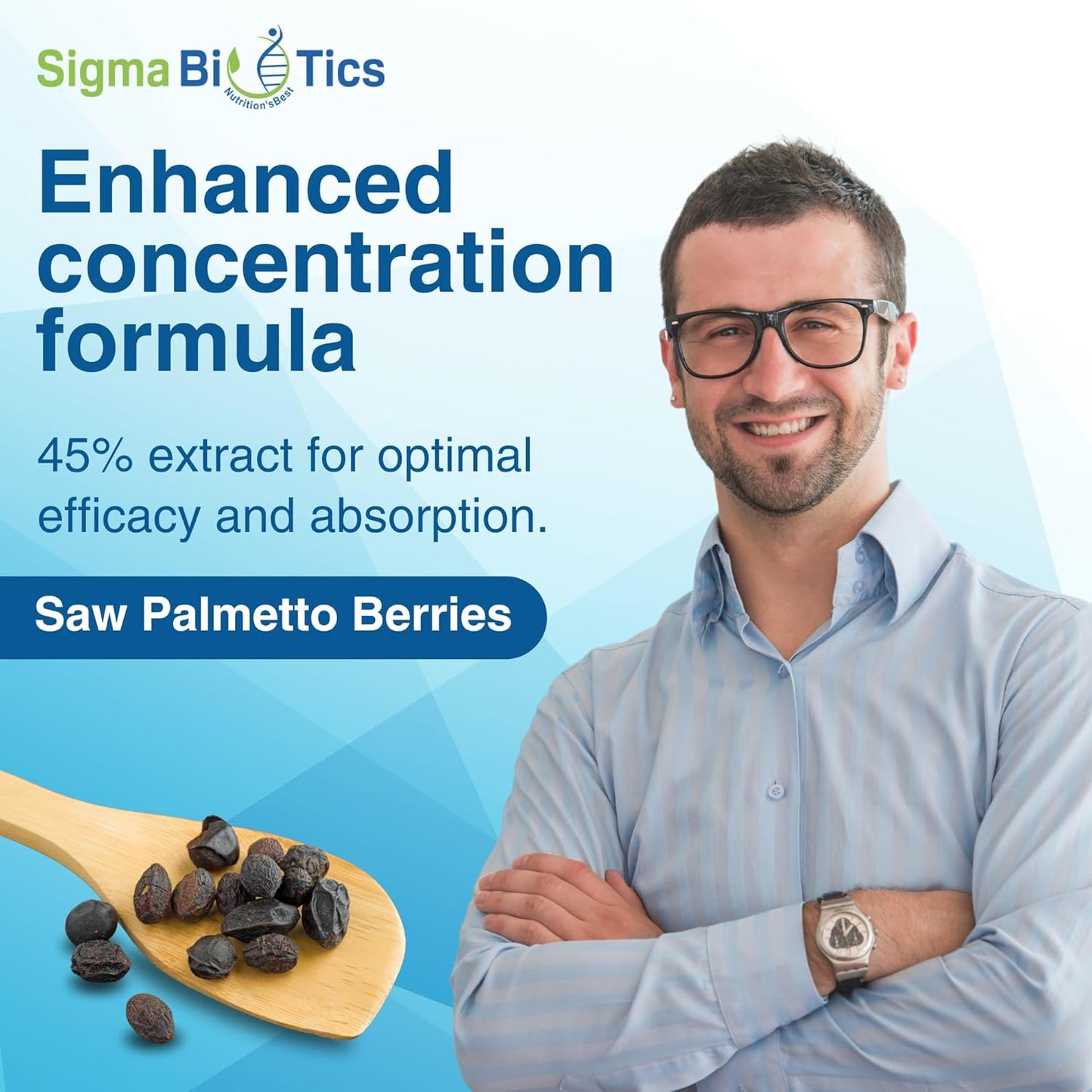 SigmaBiotics Men's Saw Palmetto Supplement - 500mg with 45% Extract - Prostate & Hormone Balance Support - Non-GMO - 100 Capsules