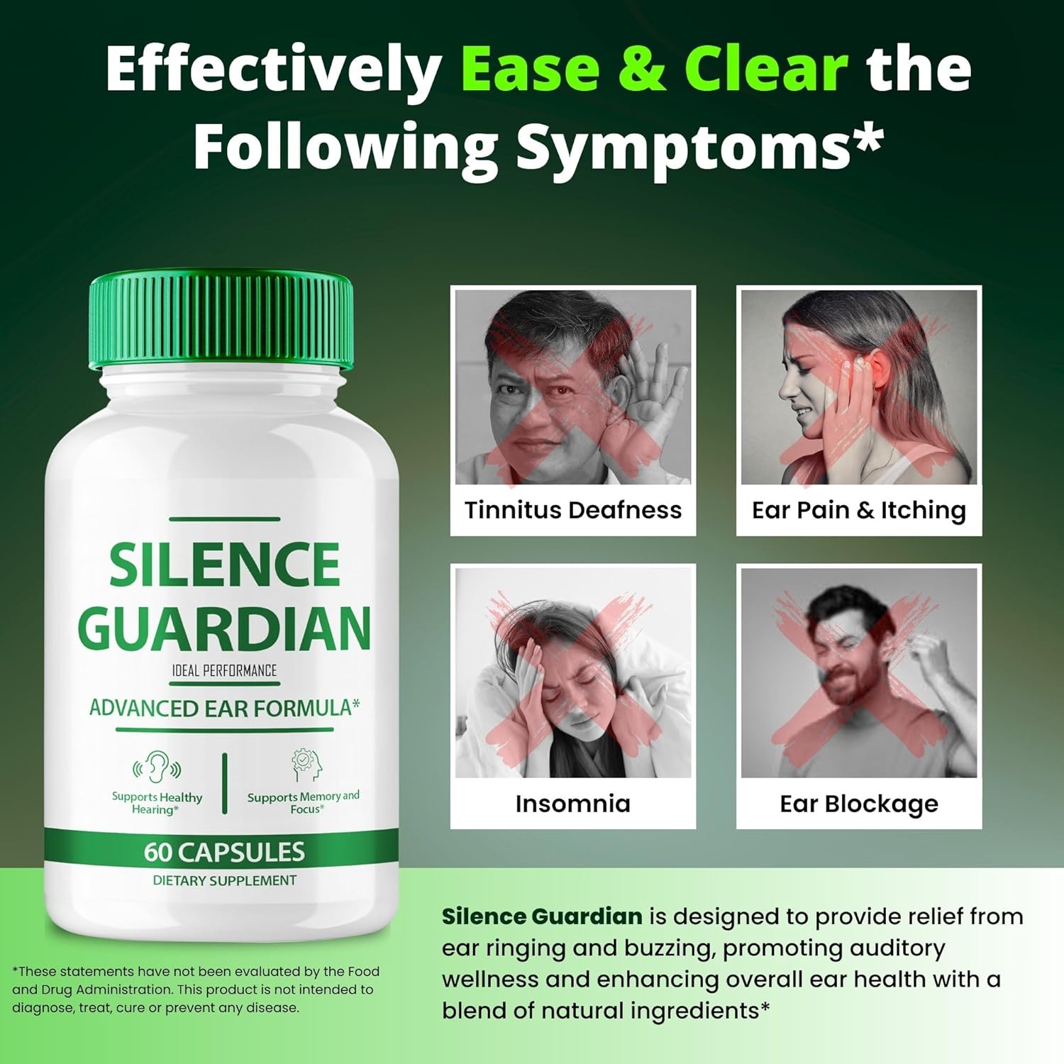 SilenceGuardian Tinnitus Relief Capsules - Clear Ear Ringing with Ideal Performance Supplement (5 Pack)