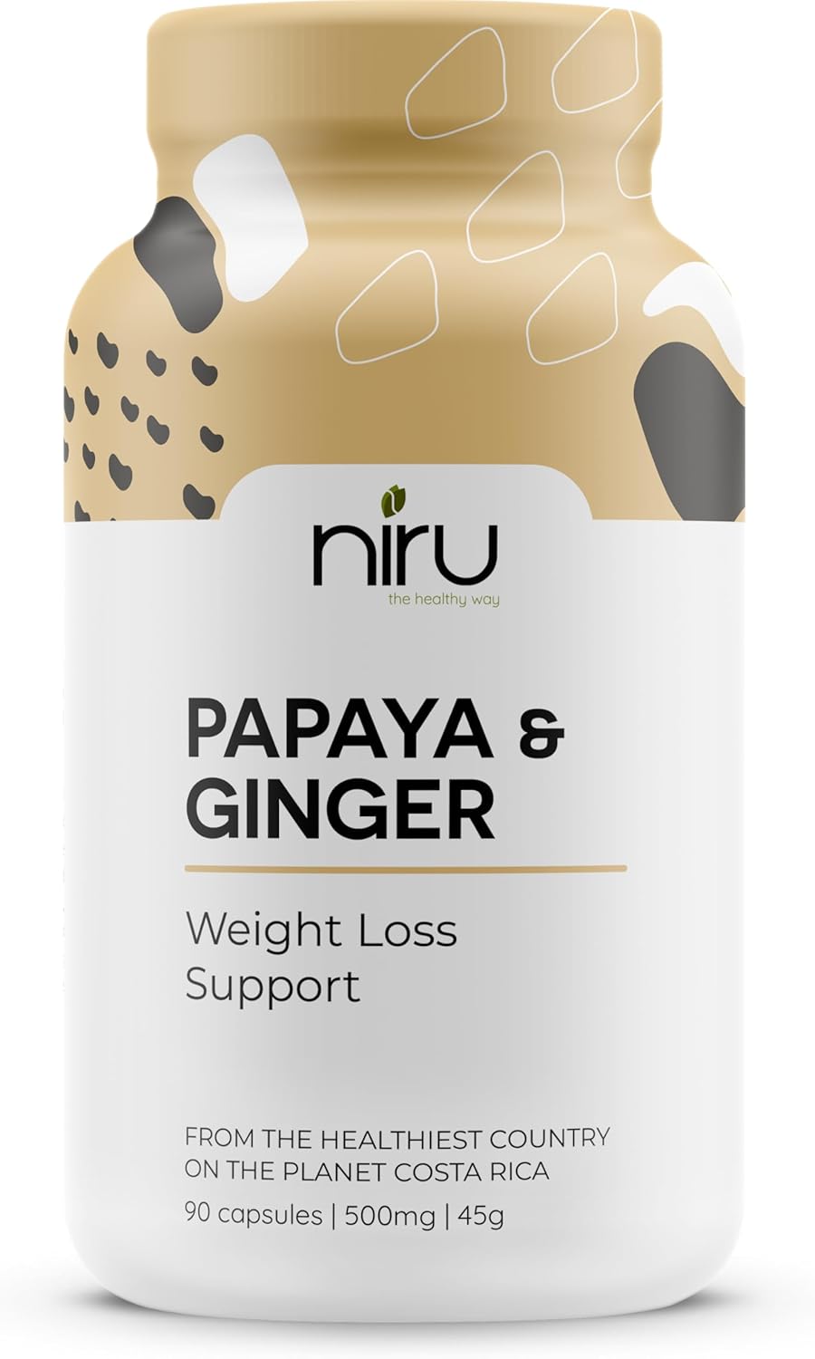 Single Origin Papaya Ginger Capsules for Digestive Support, Detox, & Metabolism Boost - 90ct 500mg Caps - Niru Life