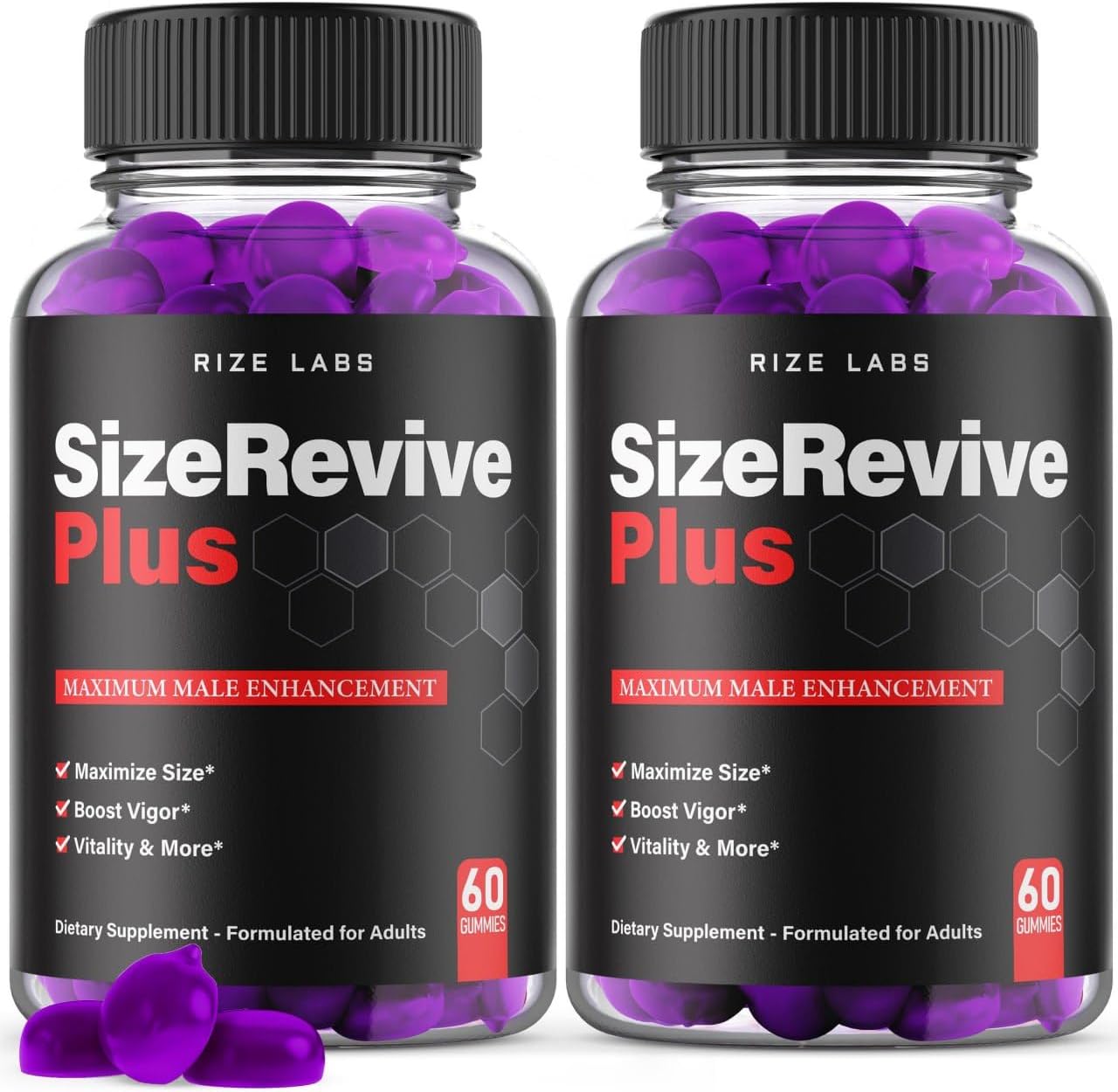 Size Revive Plus Gummies for Men by Rize Labs - 2 Pack of Premium Male Formula for Active Lifestyle - 120 Gummies