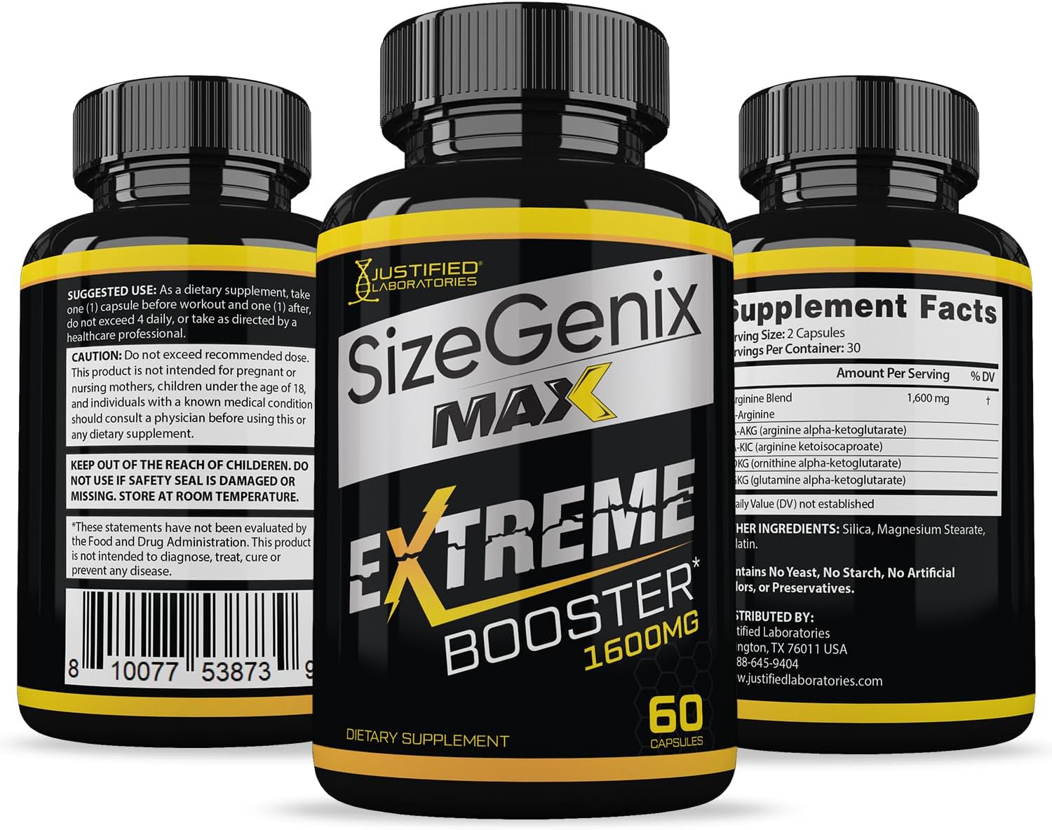 Sizegenix Max 1600MG Advanced Men's Health Formula - 60 Capsules by Justified Laboratories