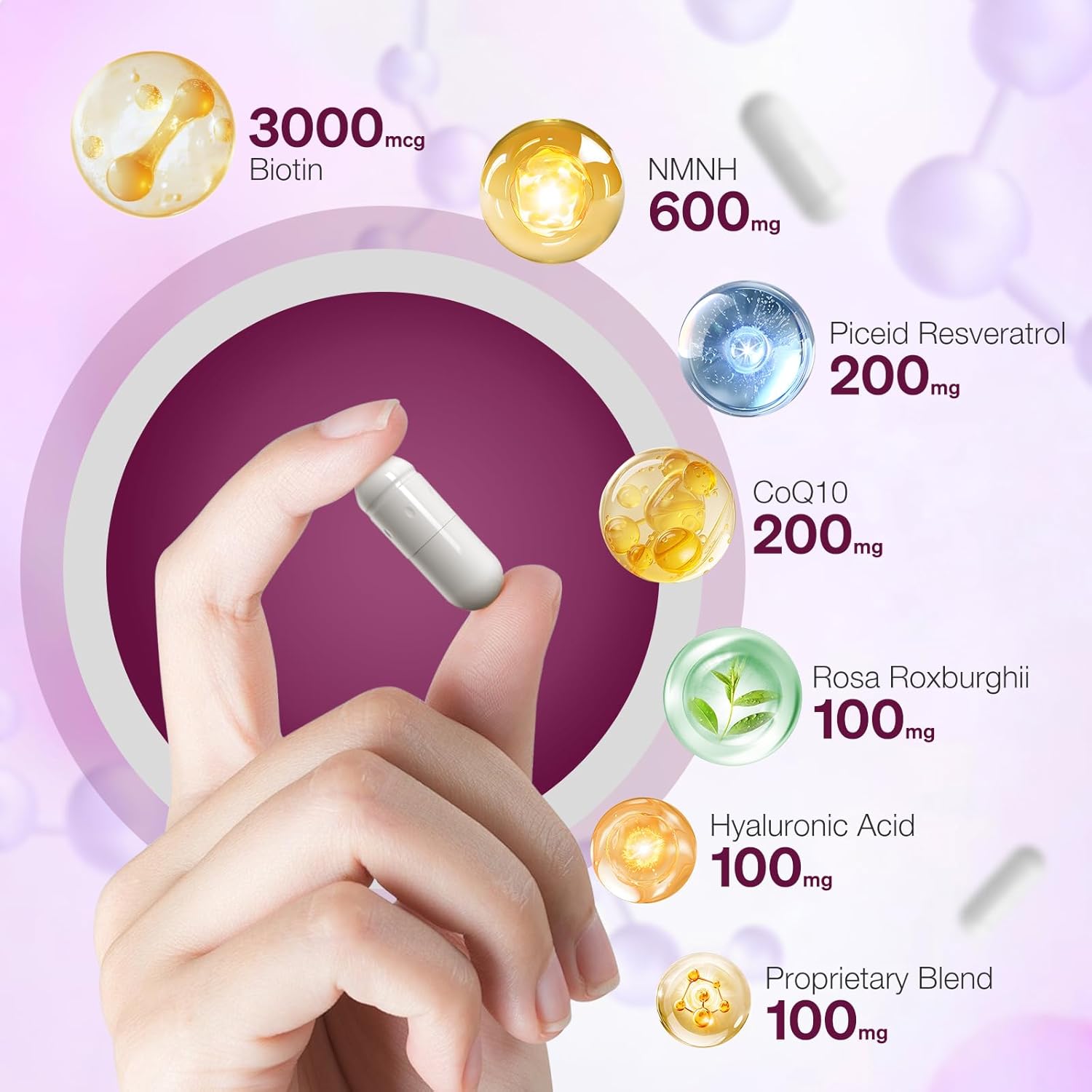 Sizyok 11-in-1 NMNH NAD+ Supplement with Resveratrol & CoQ10 - 600mg, Anti-Aging Support - 60 Count