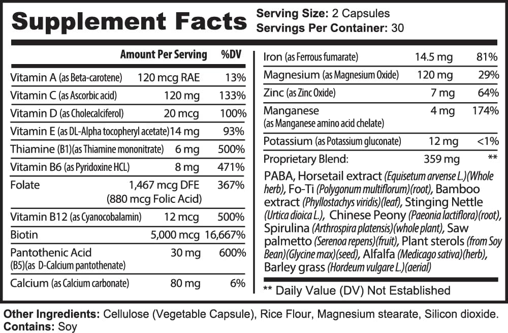Skin, Hair, and Nail Essentials: Dietary Supplement for Healthy Skin - 60 Capsules