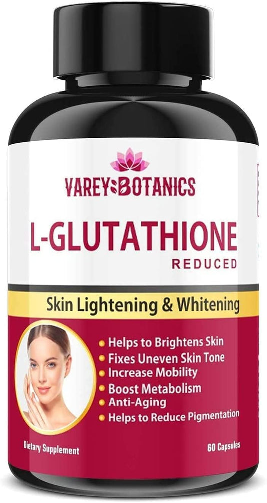 Skin Lightening Capsules with L-Glutathione, Vitamin C & E, Biotin, and Grape Seed Extract - 1000mg - 60 Capsules for Men and Women