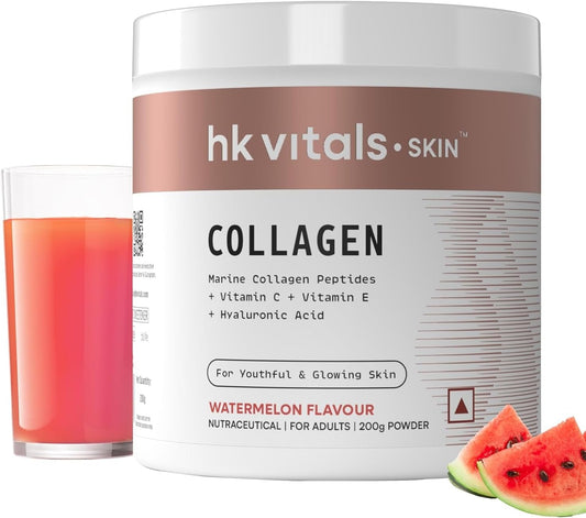 Skin Radiance Marine Collagen Supplement with Watermelon Flavor - 200g, Infused with Vitamin C, E, and Sodium Hyaluronate for Healthy Skin, Hair, and Nails