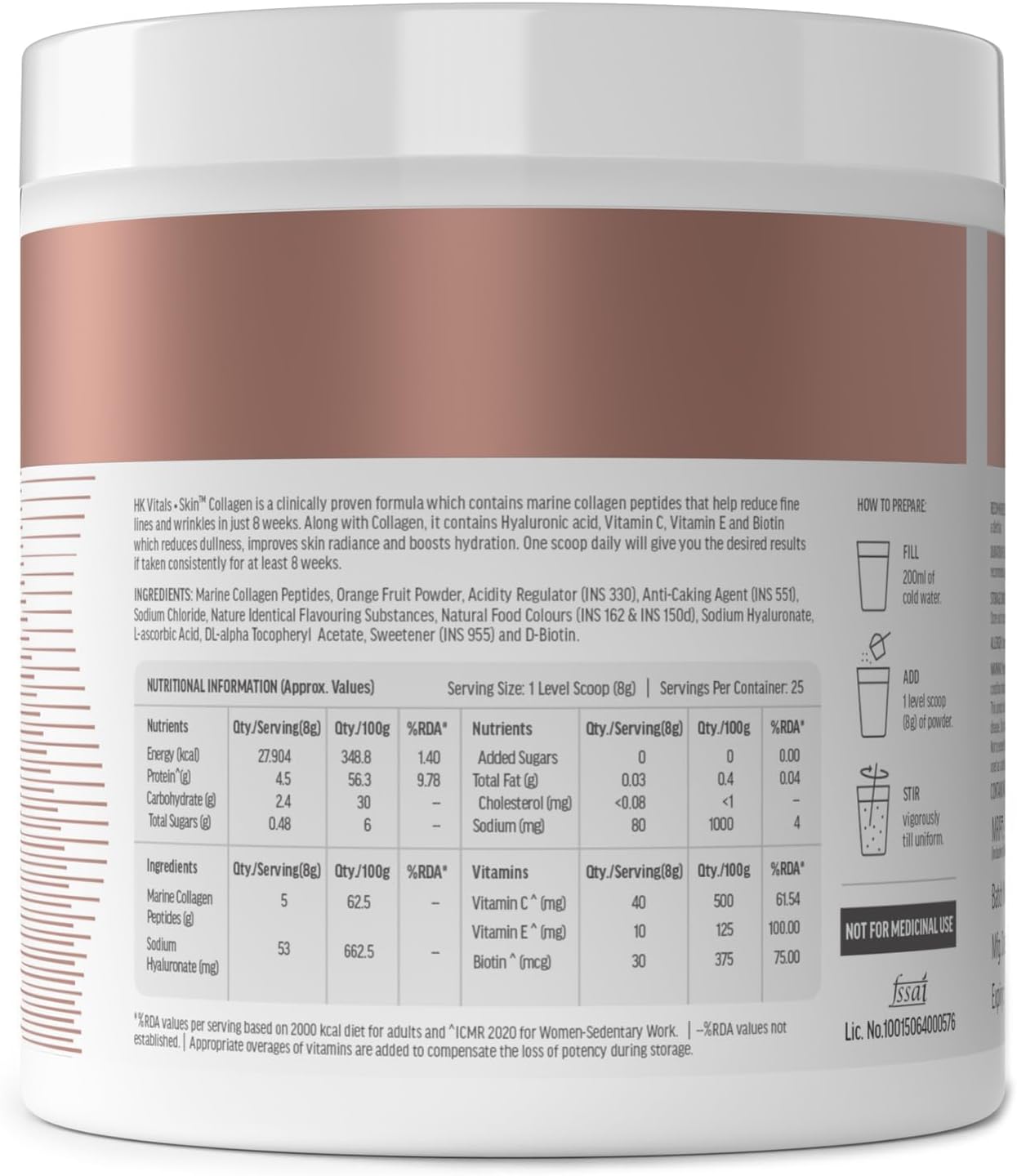 Skin Radiance Marine Collagen Supplement with Watermelon Flavor - 200g, Infused with Vitamin C, E, and Sodium Hyaluronate for Healthy Skin, Hair, and Nails