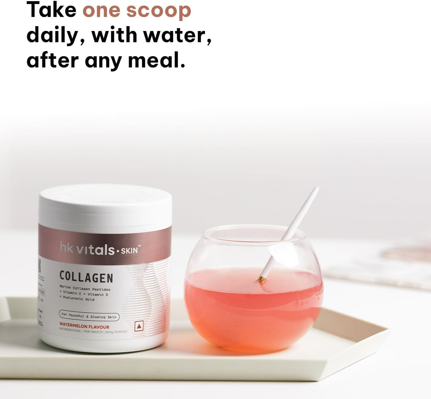 Skin Radiance Marine Collagen Supplement with Watermelon Flavor - 200g, Infused with Vitamin C, E, and Sodium Hyaluronate for Healthy Skin, Hair, and Nails