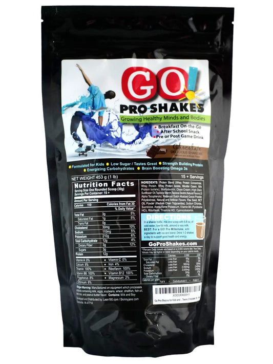 Skinny Jane GO! Pro Shakes - Delicious Protein Powder Smoothie for Kids & Teens - Supports Growth, Strength, & Digestive Health - No Sugar Added - Chocolate Flavor