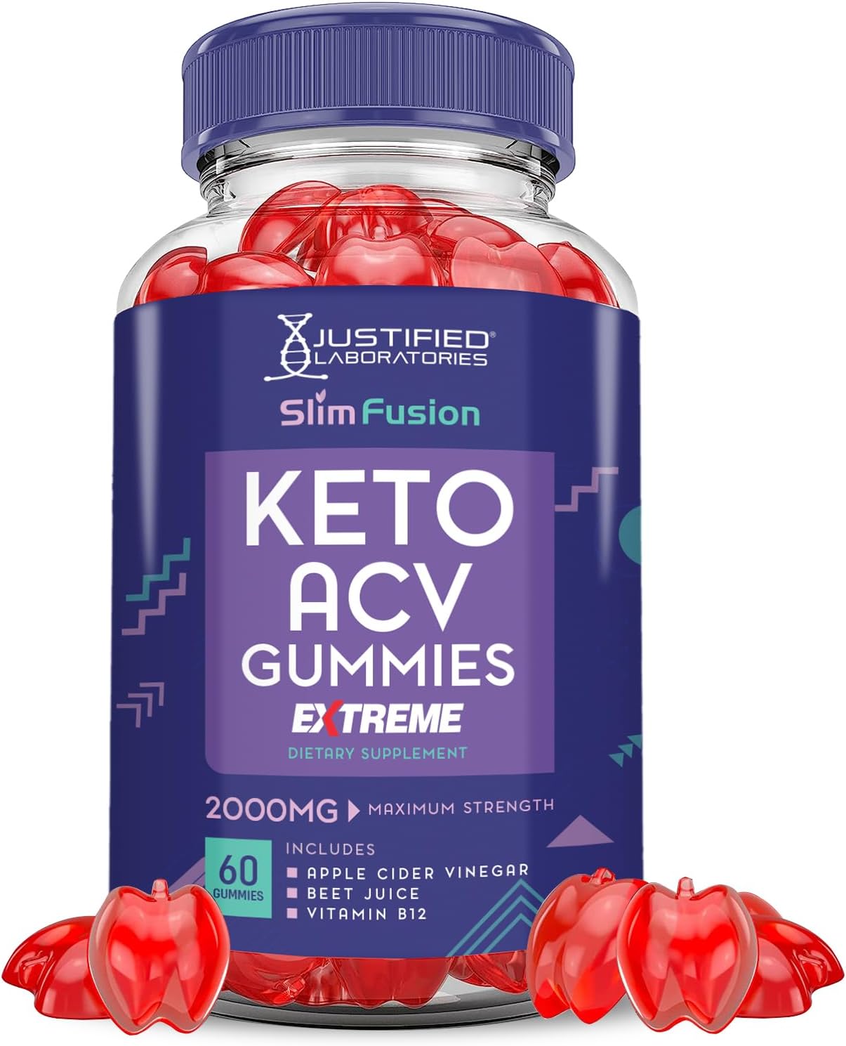 Slim Fusion Keto ACV Gummies Extreme 2000MG with Pomegranate Beet Juice Powder - 60 Gummies
