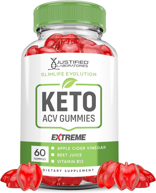 Slimlife Evolution Keto ACV Gummies with Pomegranate Beet Juice Powder B12 - 2000MG - 60 Gummies