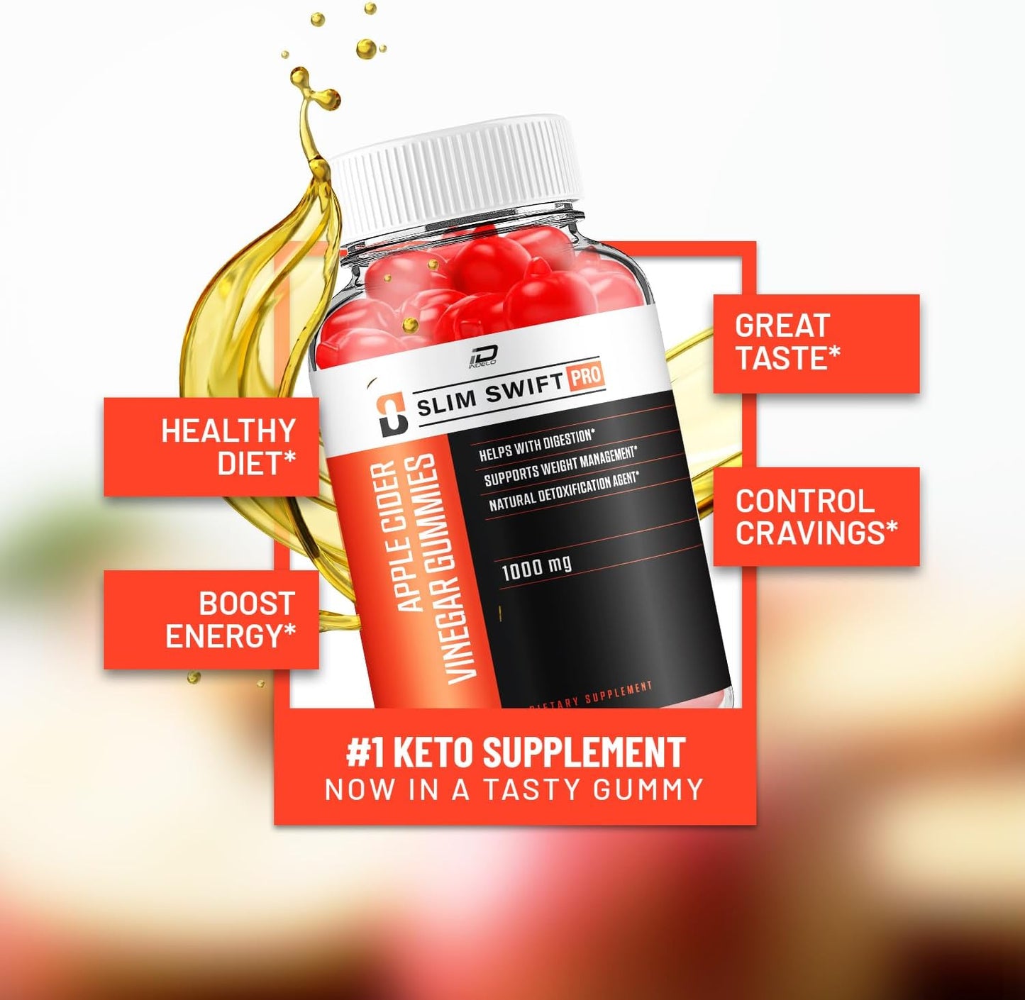 SlimPro Swift + ACV Gummies: Apple Cider Vinegar 1000MG, Vitamin B12 - 180 Gummies (3 Pack)