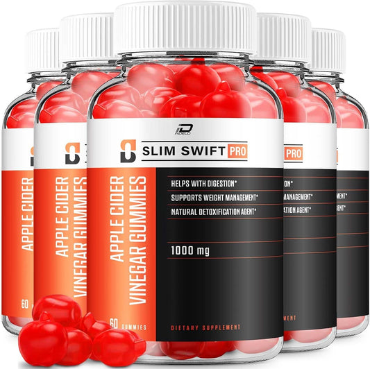 SlimSwift Pro Keto ACV Gummies - Apple Cider Vinegar 1000MG with Vitamin B12 - 5 Pack - 300 Gummies - Reviews & Benefits