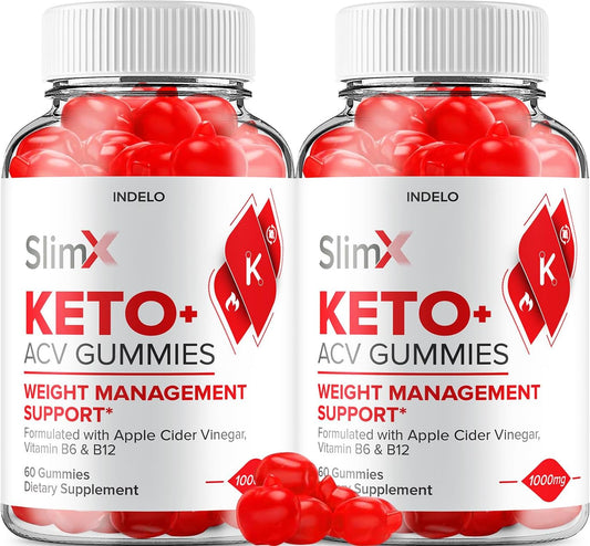 SlimX Keto ACV Gummies (2 Pack) - Advanced Formula for Men and Women - Apple Cider Vinegar Dietary Supplement (120 Gummies)