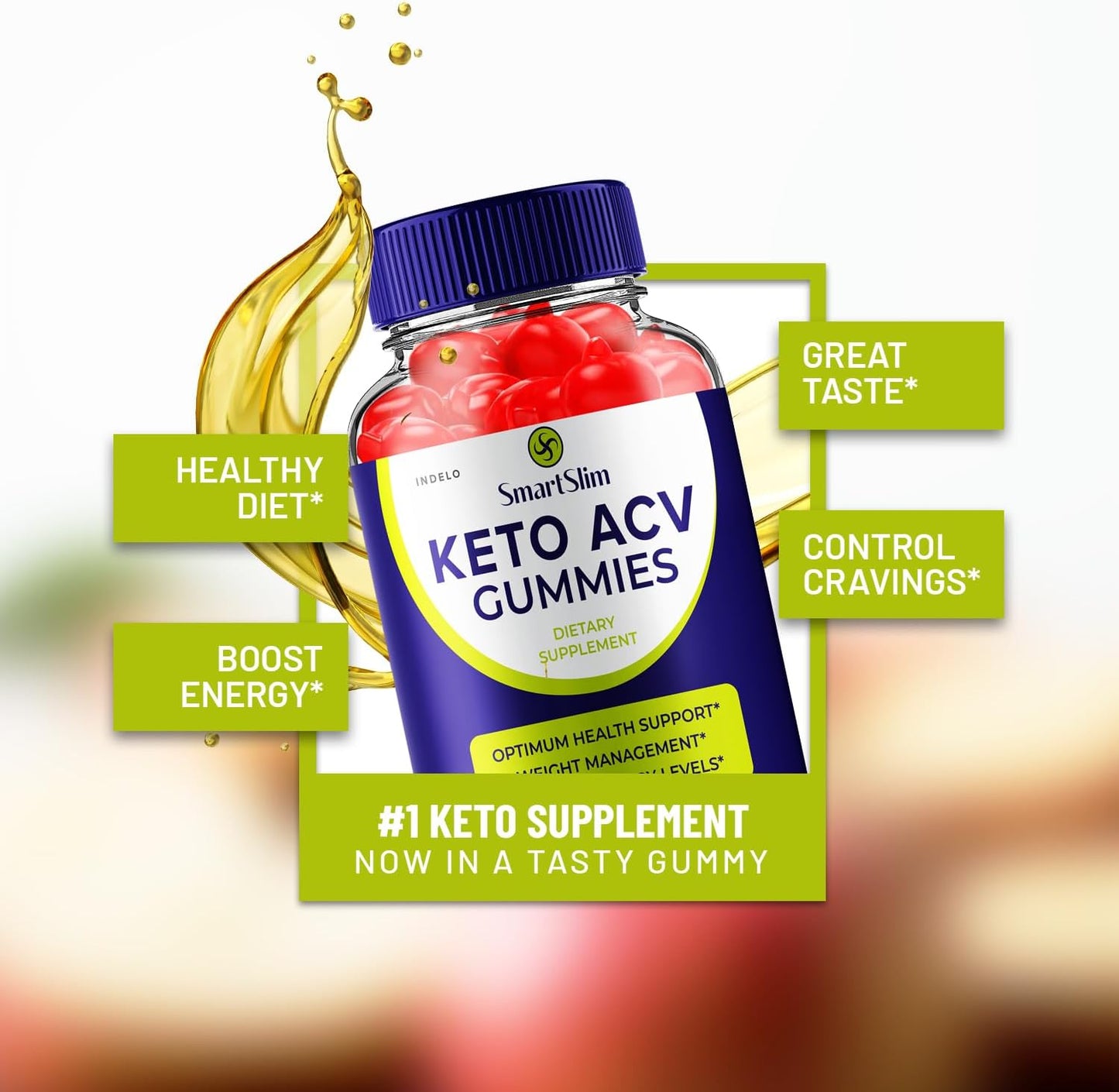 Smart Slim Keto ACV Gummies with B12 - Advanced Weight Management Formula - 1000mg SmartSlim - 60 Gummies