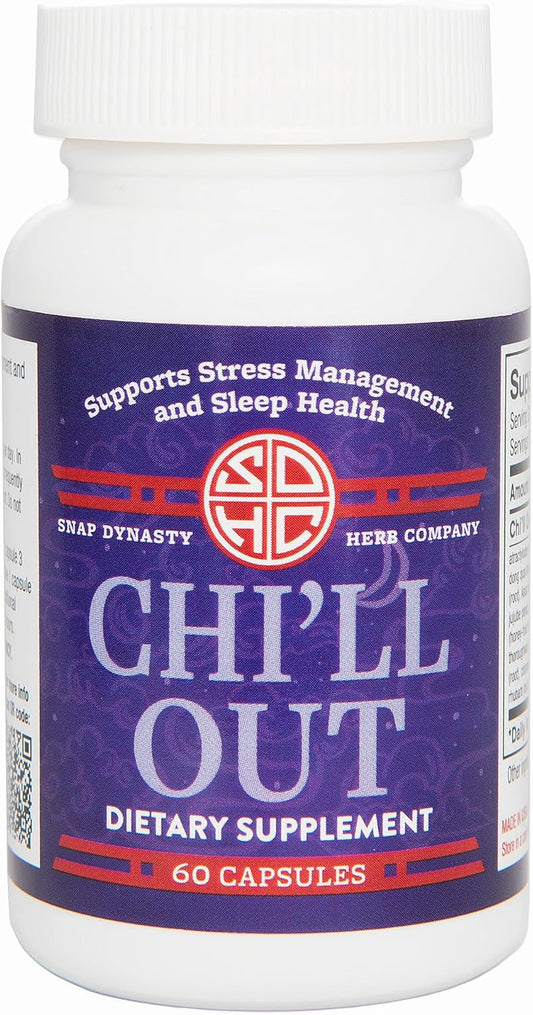 Snap Dynasty Chi’ll Out - 60ct Capsules, Plant-Based Supplement for Sleep & Stress Support