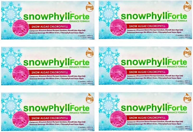 Snowphyll Forte Snow Phyto Colon Care Mulberry Leaves Enhanced Formula - 6 Packs of Crystal Cell with 15 Sachets Each